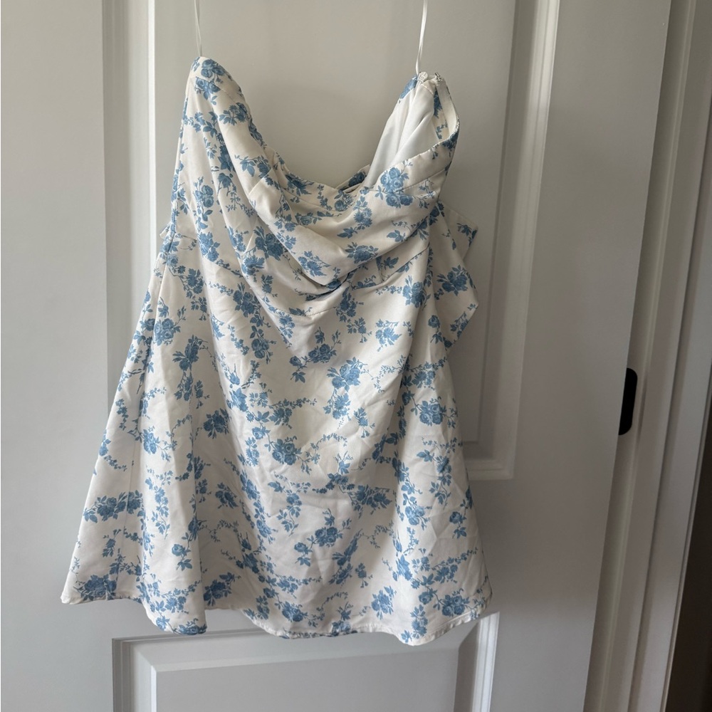 Altard STATE Blue Floral White dress